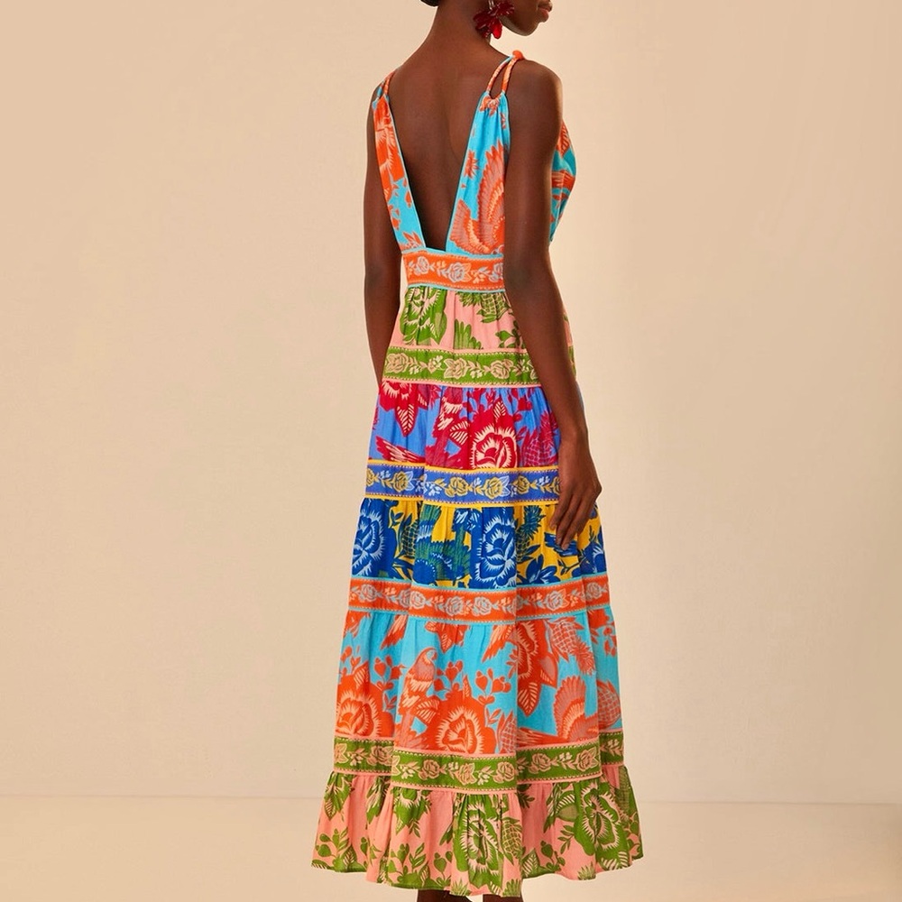 πΊπHPππΊ NWT Farm Rio Lace Garden Mix Midi Dress - Picture 9 of 16